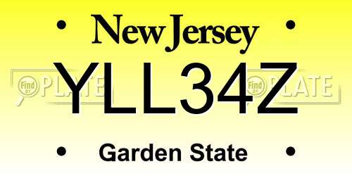 YLL34Z New Jersey License Plate
