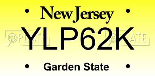 YLP62K New Jersey License Plate