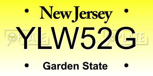 YLW52G New Jersey License Plate