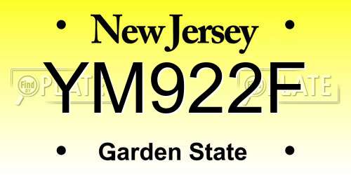 YM922F New Jersey License Plate