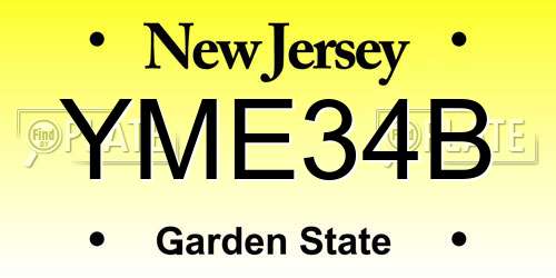 YME34B New Jersey License Plate