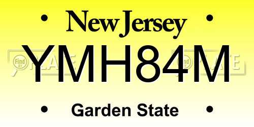 YMH84M New Jersey License Plate