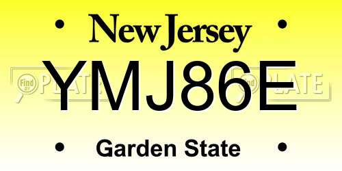 YMJ86E New Jersey License Plate