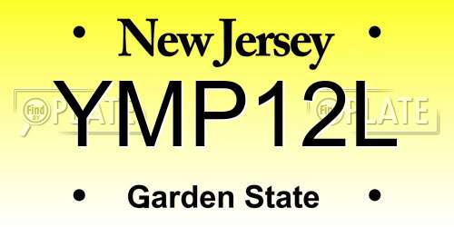 YMP12L New Jersey License Plate
