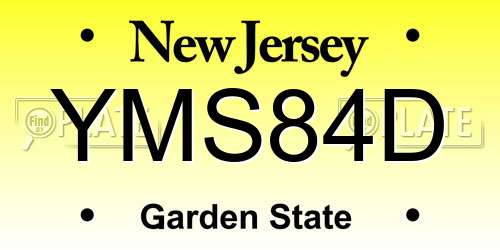 YMS84D New Jersey License Plate