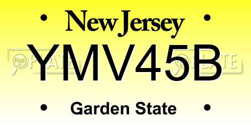 YMV45B New Jersey License Plate
