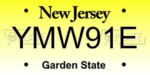YMW91E New Jersey License Plate