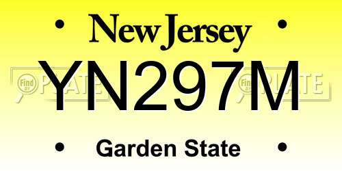 YN297M New Jersey License Plate
