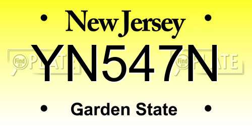 YN547N New Jersey License Plate