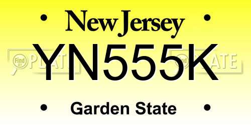 YN555K New Jersey License Plate