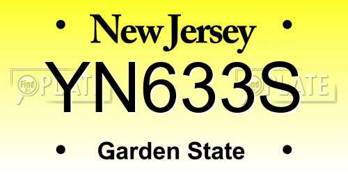 YN633S New Jersey License Plate