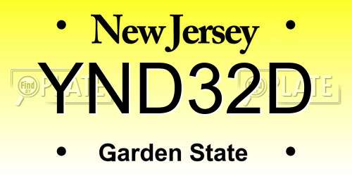 YND32D New Jersey License Plate