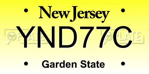 YND77C New Jersey License Plate