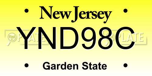 YND98C New Jersey License Plate