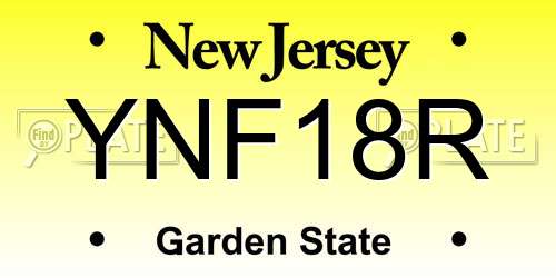 YNF18R New Jersey License Plate