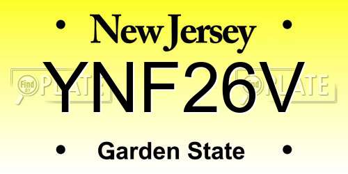 YNF26V New Jersey License Plate