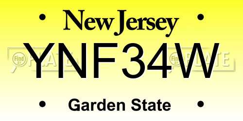YNF34W New Jersey License Plate