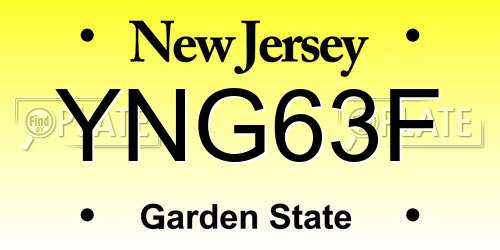 YNG63F New Jersey License Plate