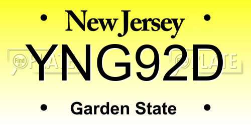 YNG92D New Jersey License Plate