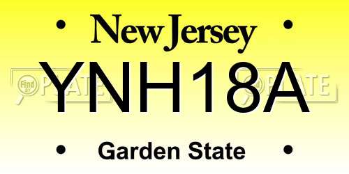YNH18A New Jersey License Plate