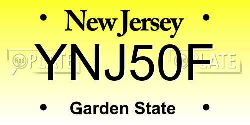 YNJ50F New Jersey License Plate
