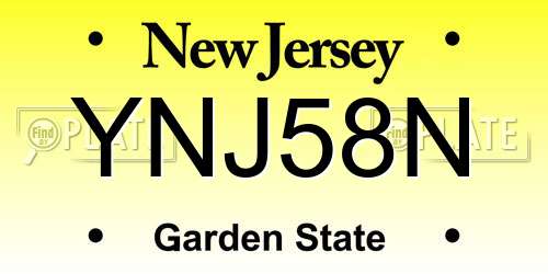 YNJ58N New Jersey License Plate