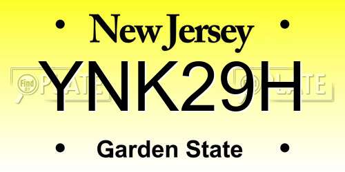 YNK29H New Jersey License Plate