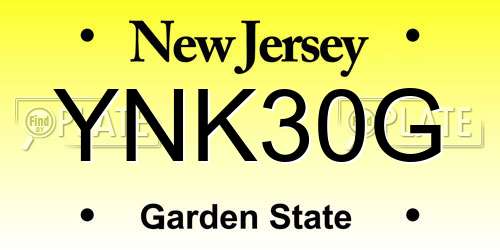 YNK30G New Jersey License Plate