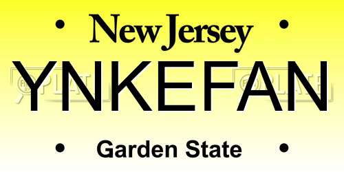 YNKEFAN New Jersey License Plate