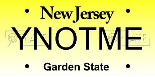YNOTME New Jersey License Plate