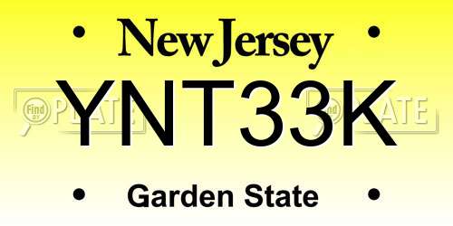 YNT33K New Jersey License Plate