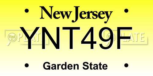 YNT49F New Jersey License Plate