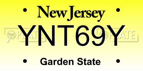 YNT69Y New Jersey License Plate