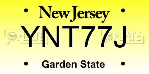 YNT77J New Jersey License Plate