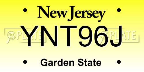 YNT96J New Jersey License Plate