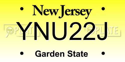 YNU22J New Jersey License Plate