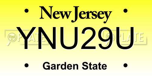 YNU29U New Jersey License Plate