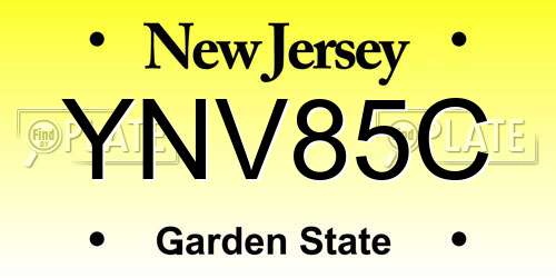 YNV85C New Jersey License Plate