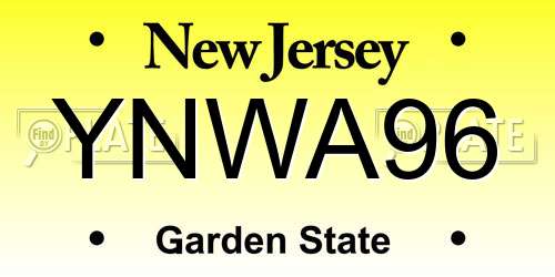 YNWA96 New Jersey License Plate