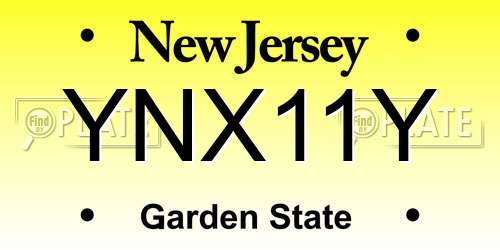 YNX11Y New Jersey License Plate