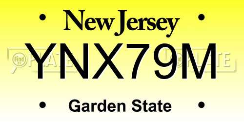 YNX79M New Jersey License Plate