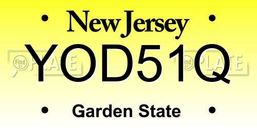YOD51Q New Jersey License Plate