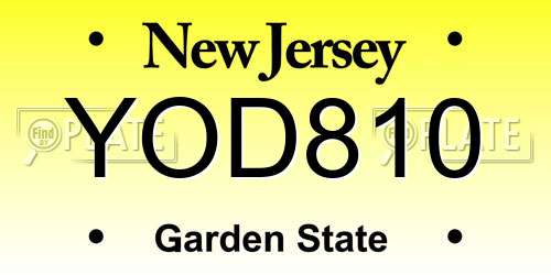 YOD810 New Jersey License Plate