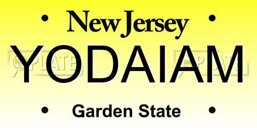YODAIAM New Jersey License Plate