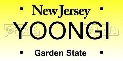 YOONGI New Jersey License Plate