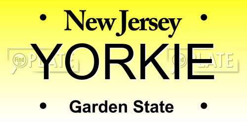 YORKIE New Jersey License Plate