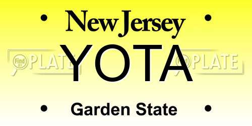 YOTA New Jersey License Plate