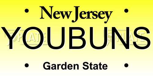YOUBUNS New Jersey License Plate