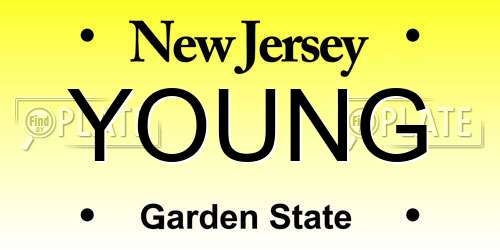 YOUNG New Jersey License Plate