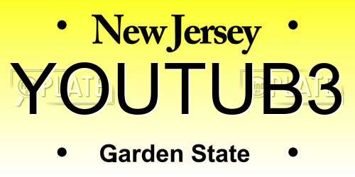 YOUTUB3 New Jersey License Plate